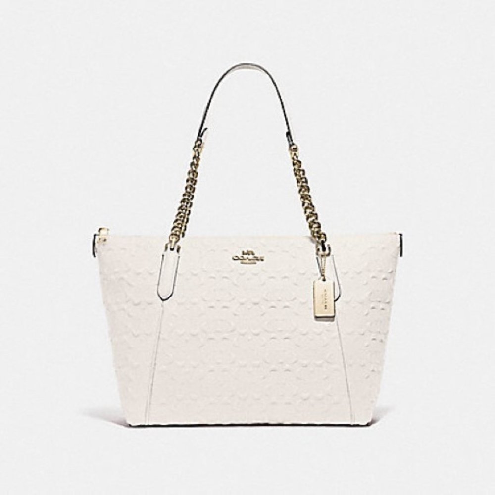 NWT COACH SIGNATURE LG AVA CHAIN SATCHEL CHALK
